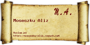 Moseszku Aliz névjegykártya
